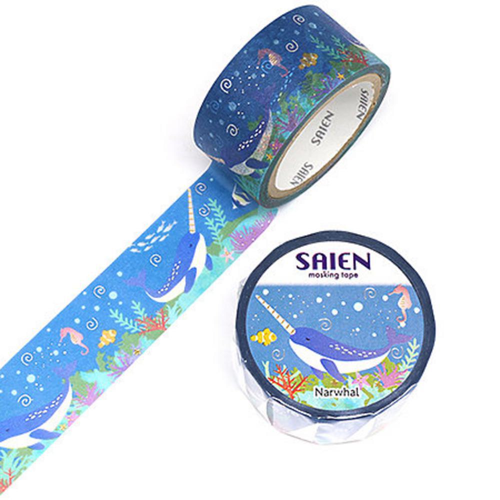 Kamiiso, Washi Tape, Art & School, Saien Foil, Narwhal, 866248